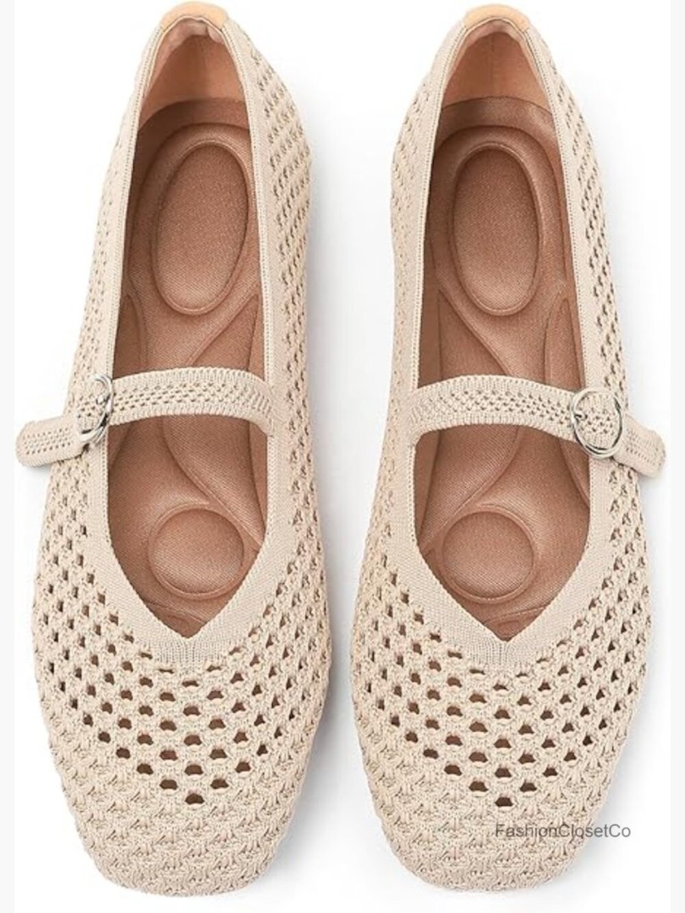 Woven Mary Jane Flats, Square Toe Casual Ballet Flat Shoes with Ankle Strap